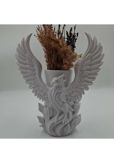 Anka Kuşu 3d Beyaz Vazo Beyaz