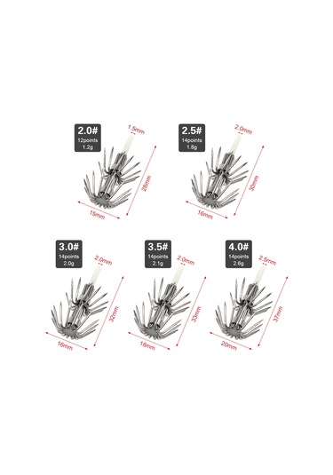 Jeehugo 20 Adet 3.0 Güneş Işığında Parlayan Paslanmaz Çelik İki Katlı Kalamar Yem İğnesi