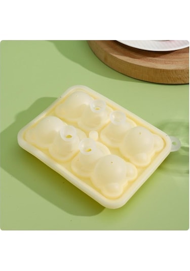 Sarı Silikon Ayı Buz Kalıp Küçük Ayıcık Şekli Buz Küpü Silikon Kalıp Buz Kalıbı Viski Silikon Buz Kutusu Sarı