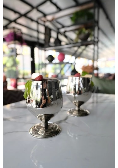 Bakır Kadeh Tombul Model Gümüş Renk