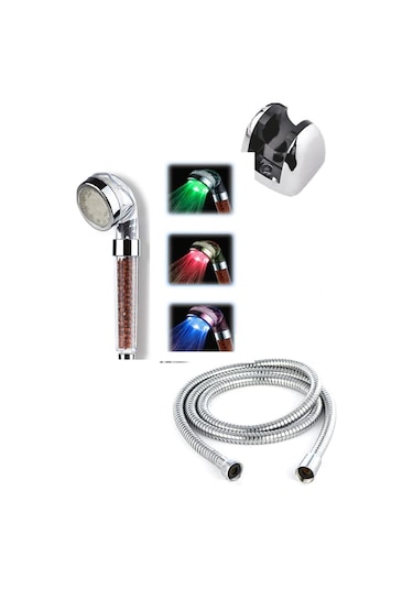 Banyo Keyfi İçin Hortum Askı Rengarenk Enerjisiz Led Işıklı Duş Başlığı Seti Diğer