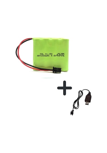 Tnl 4.8v 1300mah Siyah Soketli Ni-mh Oyuncak Araba Pili + Usb Şarj