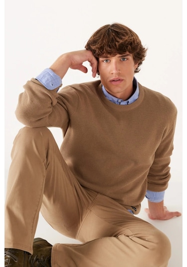 Wrangler Bisiklet Yaka Regular Fit Toprak Erkek Kazak W22210660 001