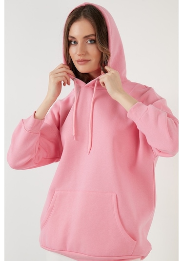 Lela Regular Fit Pamuklu Kapüşonlu Yaka Şardonlu Kışlık Bayan Sweat 5863854 Pembe Lela Regular Fit Pamuklu Kapüşonlu Yaka Şardonlu Kışlık Bayan Sweat 5863854 Pembe
