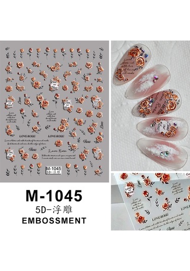 Nail Art Etiketler Çıkartmaları 5d Kabartmalı Kendinden Yapışkanlı Karikatür Çiçek Kelebek Yıldız Tırnak Çıkartmaları Derin Mavi