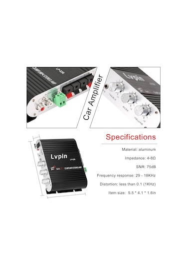 Geeroyoo Siyah 2.1 Kanal Alüminyum Güç Aleti, 200w Maksimum Güç, Düşük Distorsiyon, Araç Ve Ev İçin, Mp3/ipod Girişi