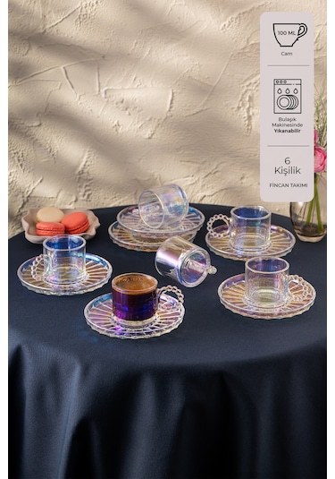 Emsan Muhabbet 100 Ml 6'lı Kahve Fincan Takımı renkli