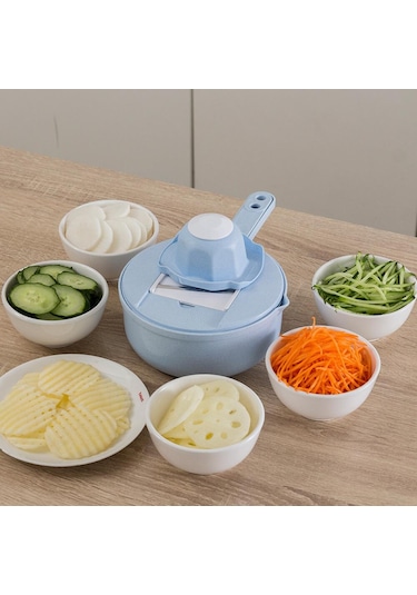 Homyl Çelik Bıçaklı Sebze Kesici Meyve Dilimleyici Patates Mavi
