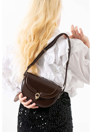 Acı Kahverengi Suni Deri Ayarlanabilir Askılı El ,kol Ve Omuz Çantası Acı Kahverengi