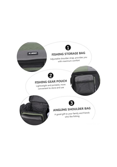 Teltree Oxford Kumaş Olta Malzemeleri Çantası - Yeşil Gri, Ayarlanabilir Askı Kemerli, 42x26x17cm Olta Takılarını Düzenleyici Çanta Çok Renkli