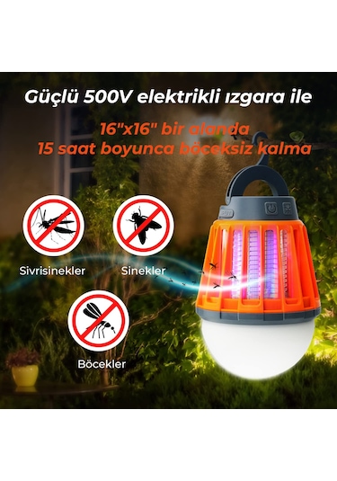 Bix Kl-01 Sivrisinek Kovucu Elektrikli Şarj Edilebilir Lamba - Turuncu