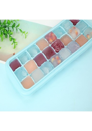 Kosona 24 Hücreli Mavi Silikon Buzluk, Ev Ve Bar Kullanıma Uygun, Kapaklı Sağlıklı Buz Kutusu Çok Renkli