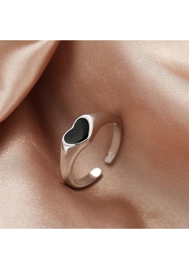 If Me Trendy Goth Geometrik Siyah Renk Aşk Kalp Yüzükler Kadınlar İçin Kız Vintage Gümüş Basit Düğün İşaret Parmağı Yüzük Takı Hediyeler Style 4 Çok Renkli