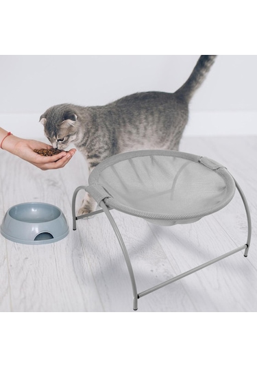 Homyl Şık Yuvarlak Yumuşak Kedi Hamak Uyuyan Gri-file-çanta