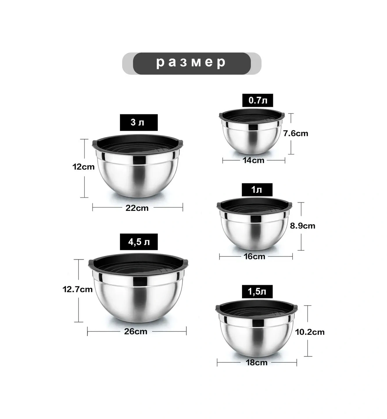 Teamfar Paslanmaz Çelik Mutfak İçin Kapaklı Kase Seti 90179677