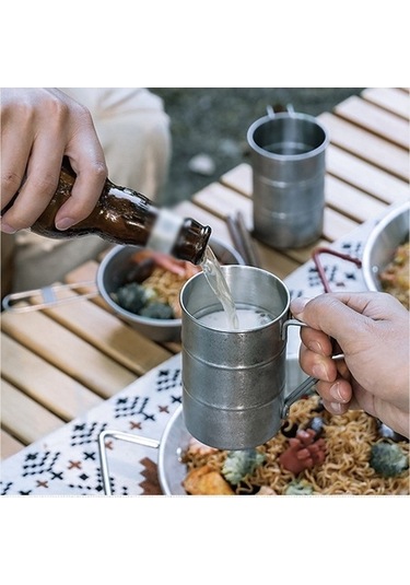 Bloomnest 304 Stainless Steel Camping Cup Set, Portable Hiking Travel Cup, Silver Paslanmaz Çelik Kamp Kupası Seti, Taşınabilir Dağcılık Yürüyüş Seyahat Kupa Gümüş Gümüş Gümüş