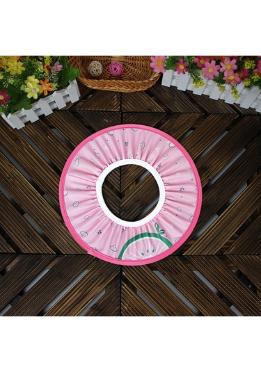 Wezone Bebek Kulağı Koruyan Su Geçirmez Şampuan Şapka, Ayarlanabilir Boyut, Meyve Desenli Pembe Domuz