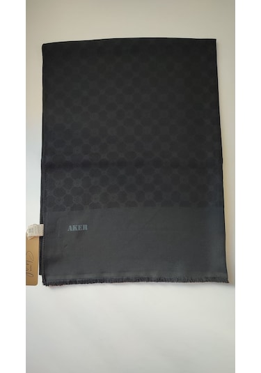Aker Siyah Elegance Monogram Şal Siyah