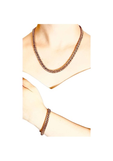 Vercetti Rose Gold Kalın Kolye Bileklik Set Rose Gold