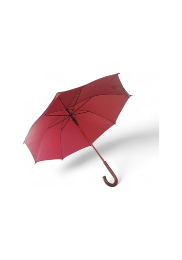 Bordo Baston Şemsiye Orjinal Ahşap Sap Lüx Şemsiye Bordo