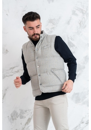 Sir Slimfit Çıtçıtlı Şişme Erkek Yelek