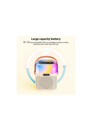 Besthome1 Kablosuz Mikrofonlu Karaoke Hoparlör - 5w Güç, Beige, Rgb Işık