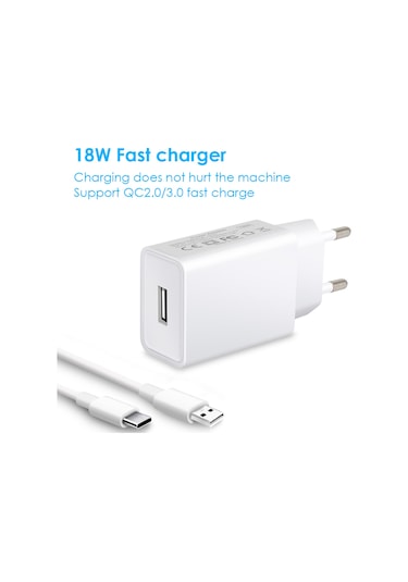 Dofolink Beyaz 18w Hızlı Şarj Usb Adaptörü - Akıllı Telefon, Tablet İçin 140-240v Avrupa Standartı - 12v/1.6a Çıkış