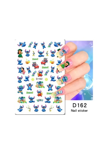 Lilo Ve Stitch Tırnak Çıkartmalar Anime Etiket Tırnak Sanat Süslemeleri Karikatür Animasyon Tırnaklar Üzerinde Basın Çivi Aksesuarları Manikür İçin Teal Renk
