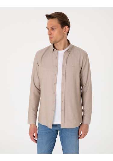 Pierre Cardin Erkek Vizon Gömlek Desenli 50306996-vr052 Vizon