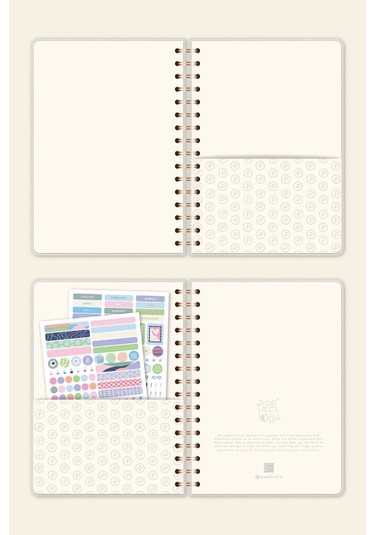 A5 Spiralli Sert Kapak Keten Düz Çizgisiz Tarihsiz Not Defteri Krem Krem