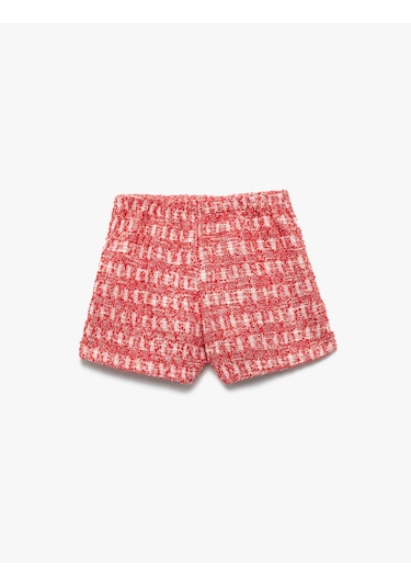 Koton Doku Beli Lastikli Tüvit Şort Etek Kırmızı Desenli 6wkg40095ak Kırmızı Desenli