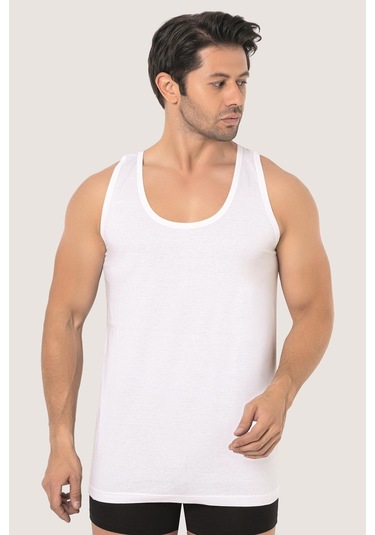 Erkek Beyaz Penye Atlet %100 Pamuk 3'lü Paket Beyaz