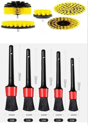 İsgstore 8 Parça Araç Iç Ve Dış Matkap Ucu Uyumlu Detaylı Bakım Fırça Temizleme Seti