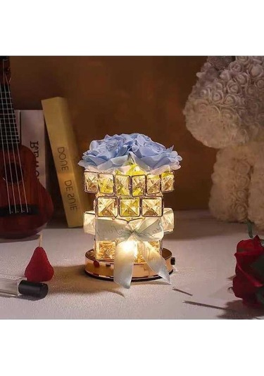 Maoyaya Rose Rubik Küp Atmosfer Masa Lambası - Anne Günü Hediyesi Açık Mavi Açık Mavi