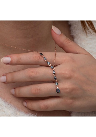 Blackcraft Gümüş Sıralı Mistik Topaz Taşlı Damla Kadın Kolye Bc-8a97c0 Renkli