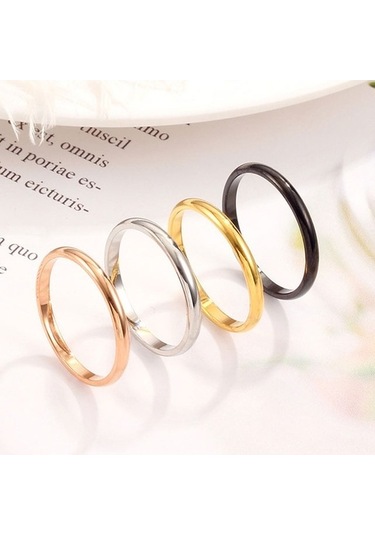 Fastbuy Kadın Paslanmaz Çelik Titanyum Yüzük, Boy: 8, Gümüş Renk, Styilli Takı Gümüş