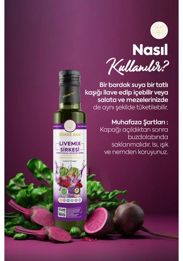 Livemix Sirkesi Doğal Fermantasyon Livemix Vinegar 500 Ml