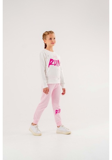 Run Baskılı 2 Ip Mevsimlik Kız-erkek Takım - Coppa -ekru-pembe - 8 Yaş Çok Renkli