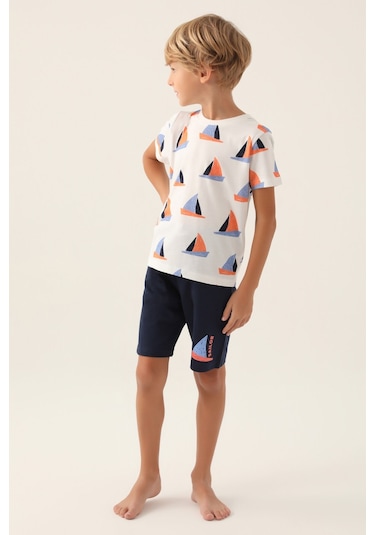 Rolypoly Boat Krem Erkek Çocuk Bermuda Takım 5274-42919 Krem