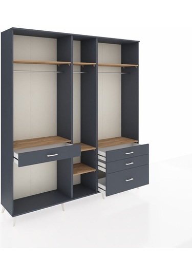 Hyperion Dolap 7 Raflı 4 Çekmeceli 3 Askılı 220x44x243 Antrasit-çam/antrasit Atlas Çam/antrasıt