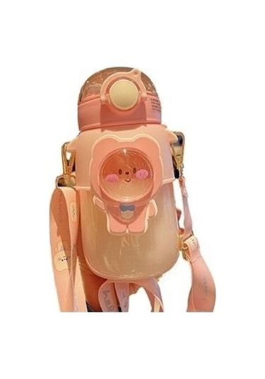 Çocuklar Için Pipetli Su Bardağı Taşınabilir Yazlık Büyük Kapasiteli Spor Damlamaz Bardak 1br1vk Açık Pembe