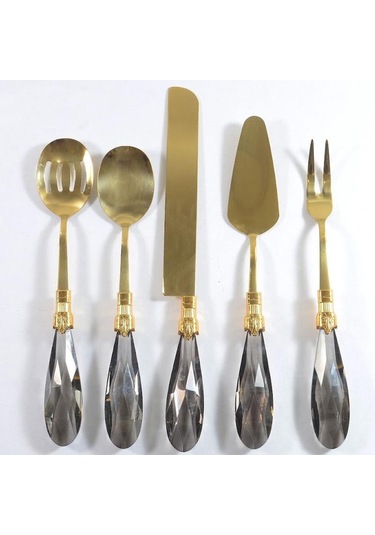 Diamond 5 Parça Servis Seti Füme Altın