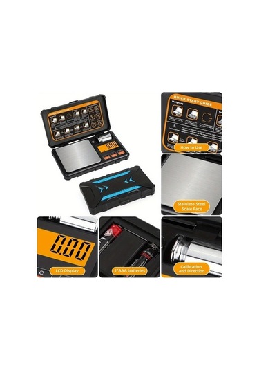 Fastbuy Wangxi Turuncu Elektronik Tartı 200g/0.01g Paslanmaz Çelik Lcd Cep Tartısı 6 Birim Dönüşümü Turuncu
