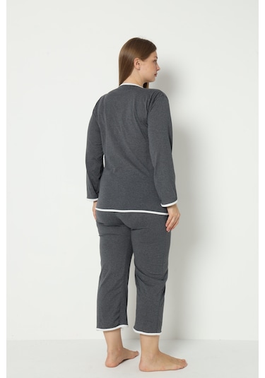 Fames Pijama Yazlik Büyük Beden Pijama Takim Antrasit
