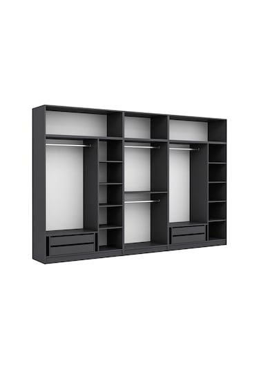 Kale 8 Kapaklı 4 İç Çekmeceli Dolap Ve Yüklük Antrasit Mebran İlkbahar 255cm Antrasit