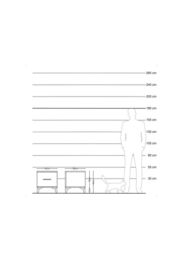 Kronos Komodin Tek Çekmeceli 44x59x48 Çam-antrasit Atlas Çam