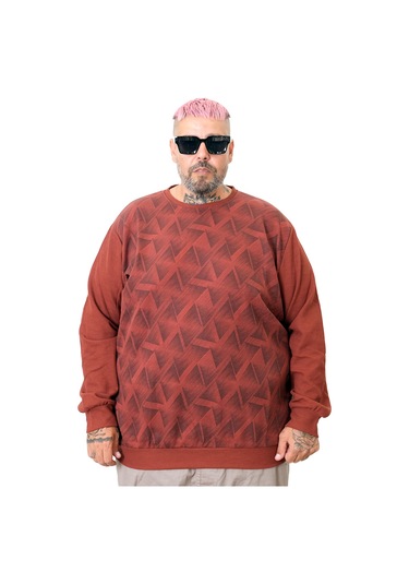 Mode Xl Erkek Bisiklet Sweatshirt Selanik U25819 Koyu Bordo