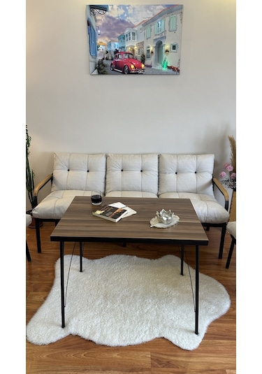 Modern Style Home Modern Kadıköy Balkon, Bahçe, Cafe - Metal Kanepe Koltuk Takımı - 3+1+1+masa Krem Modernk027 Krem