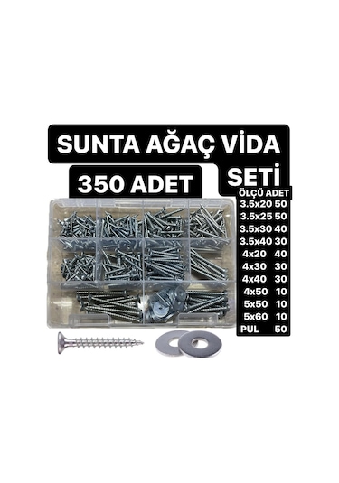 350 Adet Sunta Ağaç Vidası Pul Seti