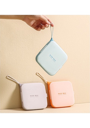 Besthome1 Maske Saklama Kutusu 3 Adet - Hafif, Taşınabilir Pp Plastik - Farklı Maske Tiplerini Askı Delikli Gök Mavisi